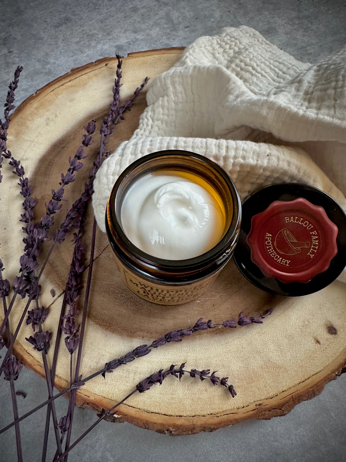 Open Jar of Lavender Whipped Magnesium Butter