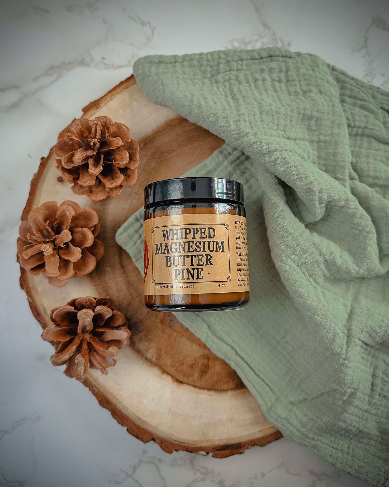 Amber Jar of Pine scented Whipped Magnesium Butter