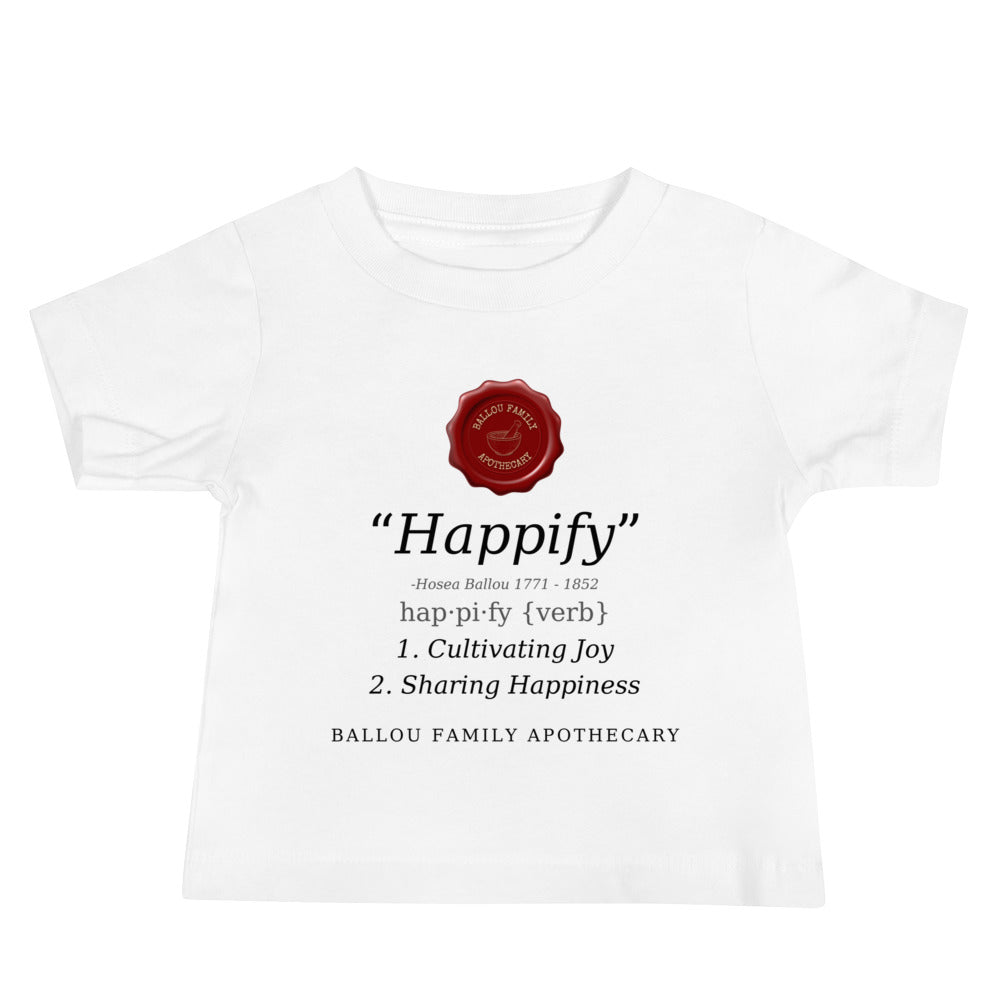Soft cotton baby tee with Happify design – Ballou Family Apothecary