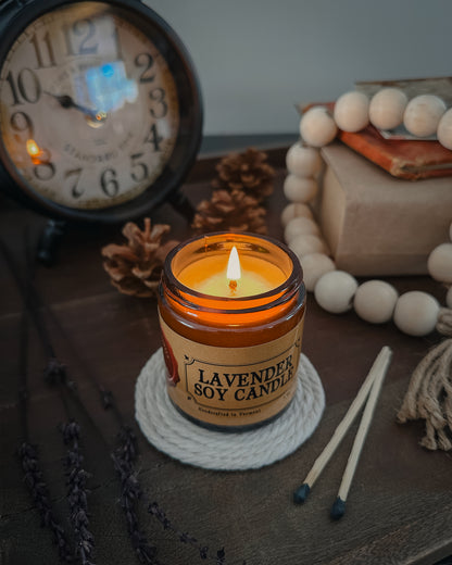 Lit hand poured Soy Candle in Lavender Scent