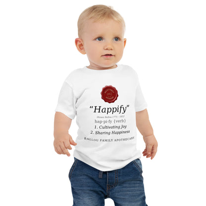 Baby wearing Happify with Ballou short sleeve jersey tee